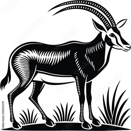 a vector silhouette image of a springbok eating (39).eps