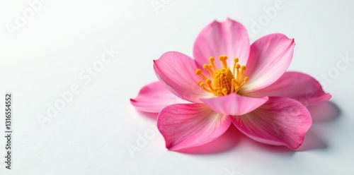 Delicate flower petals unfolding on white surface, elegance, blossom, floral