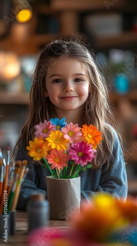 Celebrating Creativity: A Little Artist's Joy in Making a Floral Greeting Card for Mom on Mother's Day
