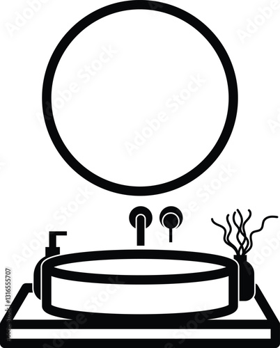 Wash basin vector outline
