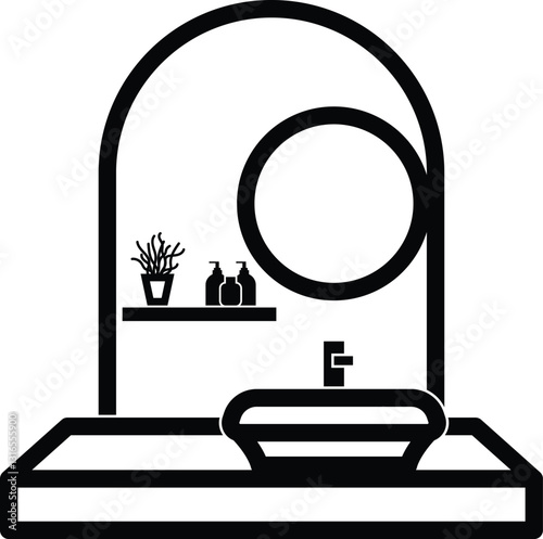 Wash basin vector outline