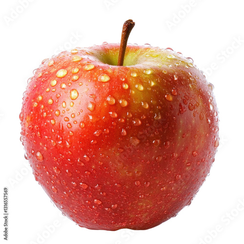 red apple with water drops