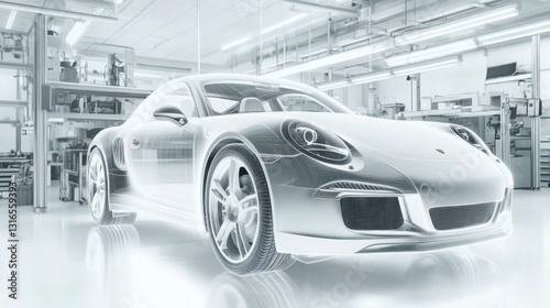 Automotive Innovation: Advanced Car Design Visualization in a Modern Factory