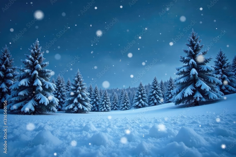 custom made wallpaper toronto digitalSnowflakes gently falling on a peaceful winter scene, snowy landscape, white trees, calm night sky