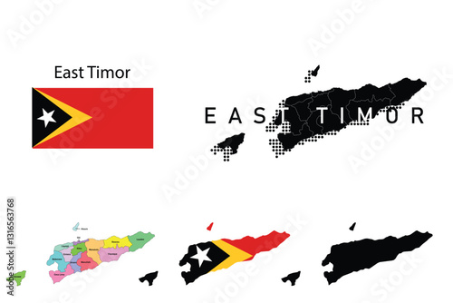  East Timor flag and map illustration vector.