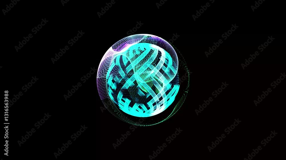 colored digital energy sphere ball round fx. Abstract blue is isolated on a black background  Energy appearance.