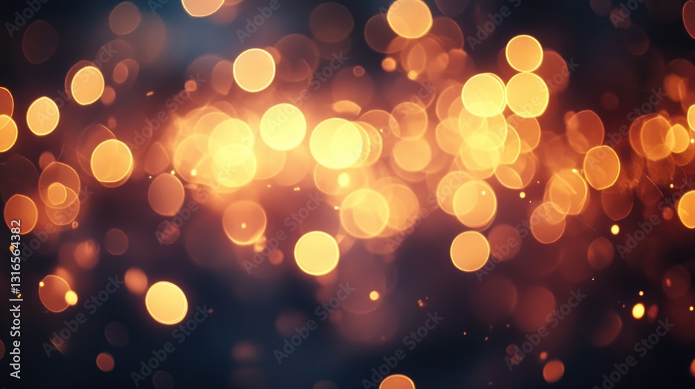 Golden glowing bokeh lights with a blurred and soft background Golden glowing bokeh lights with a blurred and soft background