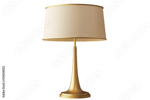 Modern table lamp with a brass base and beige lampshade offering stylish  photo