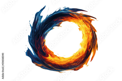 multicolor fire swirling gracefully isolated on white background with dynamic and vibrant design