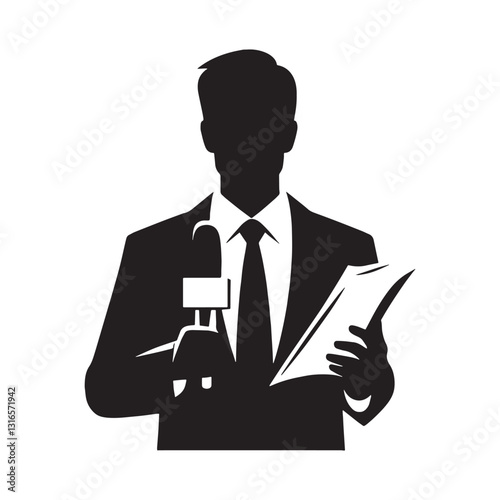 Undercover Journalist silhouette, revealing hidden truths through covert investigation - Journalist illustration - Minimalist Journalist vector - Profession silhouette
