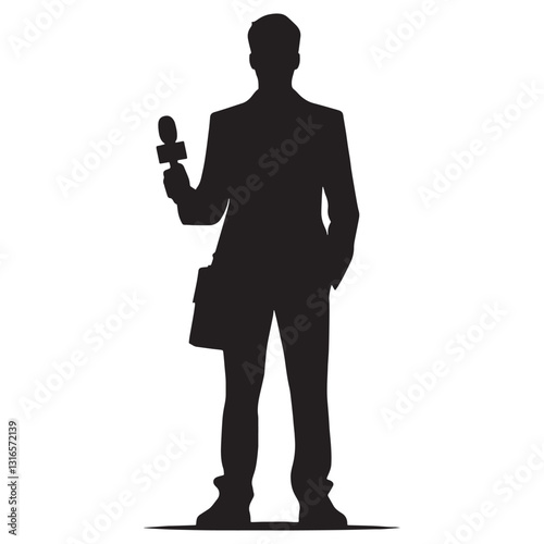 Modern Journalist silhouette, adapting to the digital age of media - Journalist illustration - Minimalist Journalist vector - Profession silhouette
