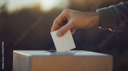 Hand casting ballot in box.