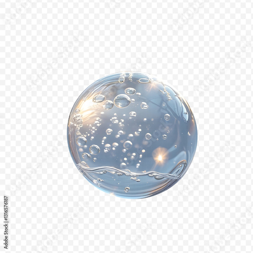 Hydrating Serum or Gel Moisturizer with Bubbles on Transparent Background. AI-Generated Image