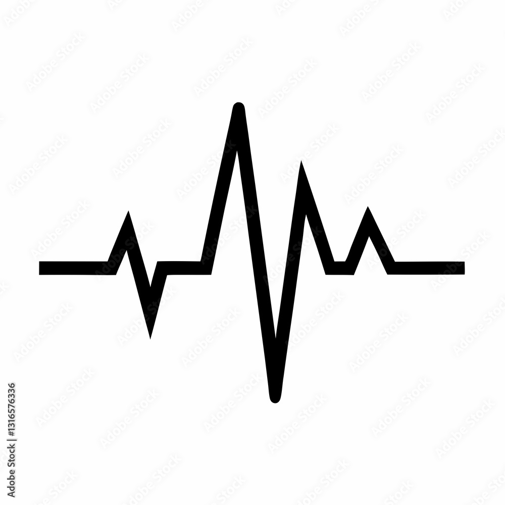 Heartbeat Rhythm black silhouette vector illustration Heartbeat Rhythm black silhouette vector illustration
