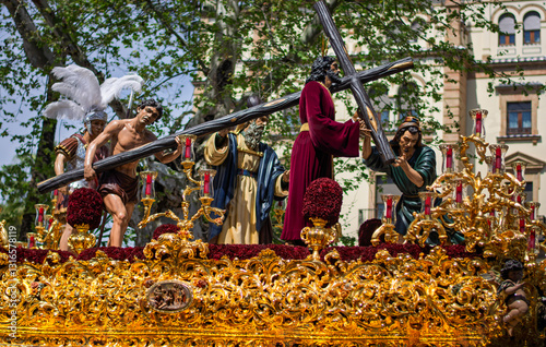Jesus Christ with the cross on the way to Mount Calvary