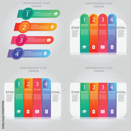 Colorful infographic options, goal, background; presentation template