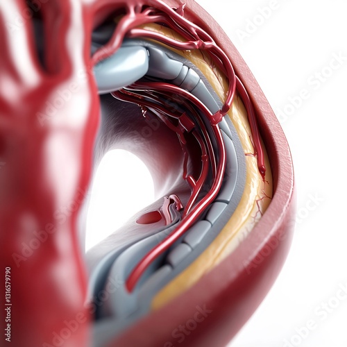 Human Heart Anatomy: Vessels & Valves Close-up. photo