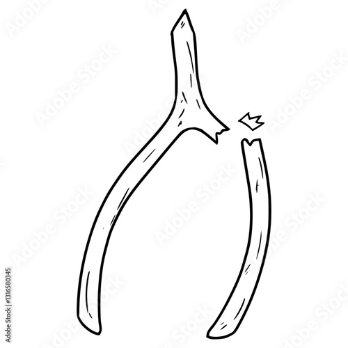 wishbone illustration hand drawn outline vector