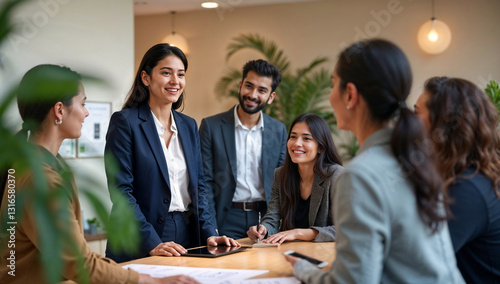 Indian HR Manager Conducting Employee Onboarding Session for New Hires in a Modern Corporate Office Setting