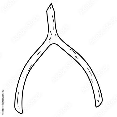 wishbone illustration hand drawn outline vector