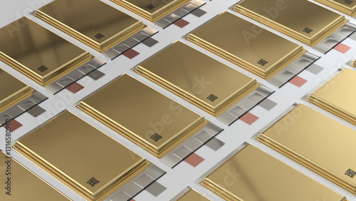solid state batteries for cars, development groundbreaking SSB pouch cell solid-state electric vehicle battery, High Energy Density Energy storage, mass production accumulator cell modules, 3d render
