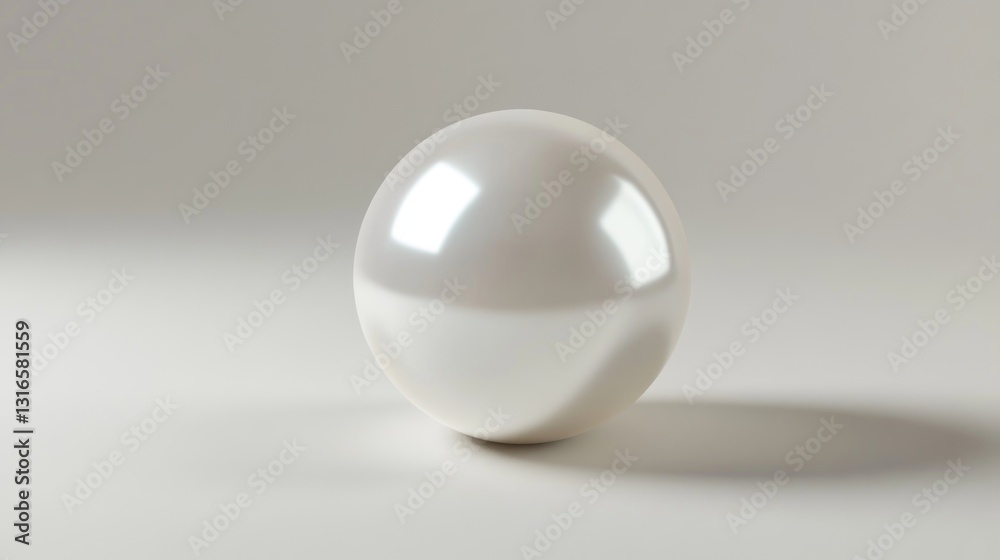 A smooth luminous sphere resting on a white illuminated surface A smooth luminous sphere resting on a white illuminated surface
