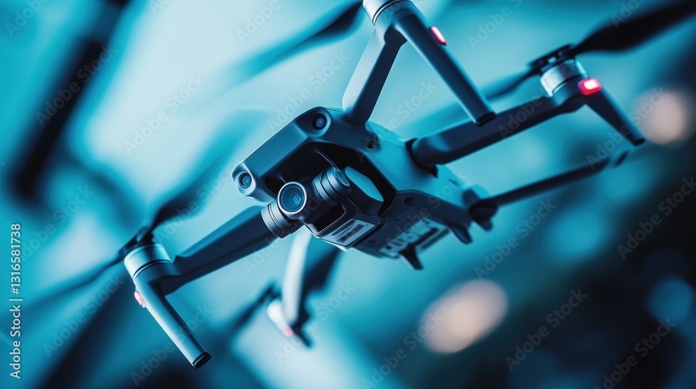 Drone in Flight Above Cityscape Drone in Flight Above Cityscape