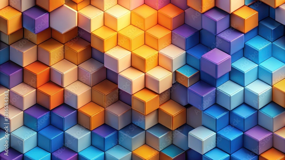 Abstract Colorful Cube Mosaic Pattern A Vibrant, Textured Background of Interlocking Geometric Shapes Abstract Colorful Cube Mosaic Pattern A Vibrant, Textured Background of Interlocking Geometric Shapes