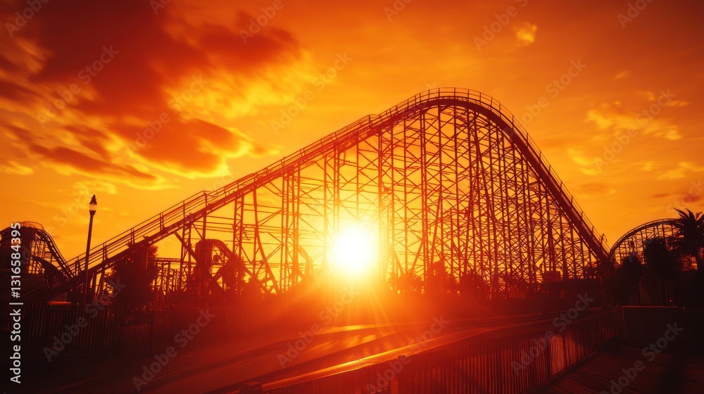 Obraz premium Sunset Roller Coaster Silhouette (2)
