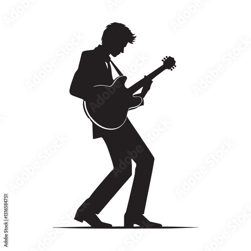 Guitarist Musician silhouette, strumming the soundtrack of life - Musician illustration - Minimalist Musician vector - Profession silhouette

