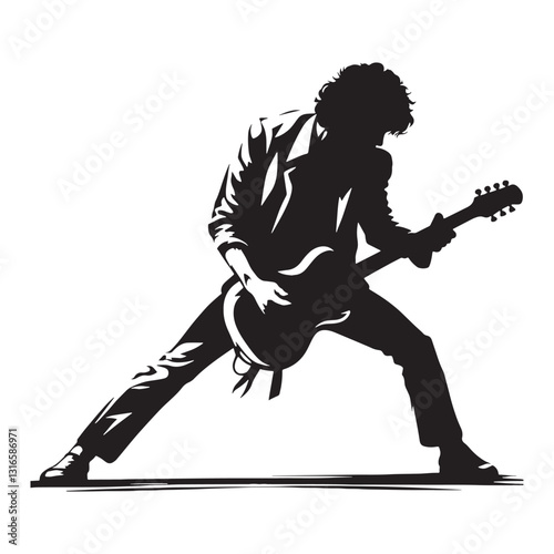 Acoustic Musician silhouette, harmonizing melodies with pure simplicity - Musician illustration - Minimalist Musician vector - Profession silhouette
