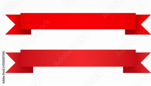 GSet of red banner ribbon color. Flat bookmark sale tag website decorative design vector