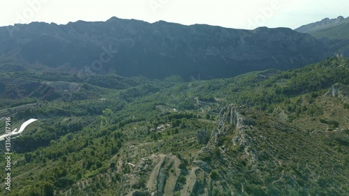 Aerial view from a drone of the castle of Tárbena in the province of Alicante is a castle of Muslim origin, Costa Blanca, Spain - stock video