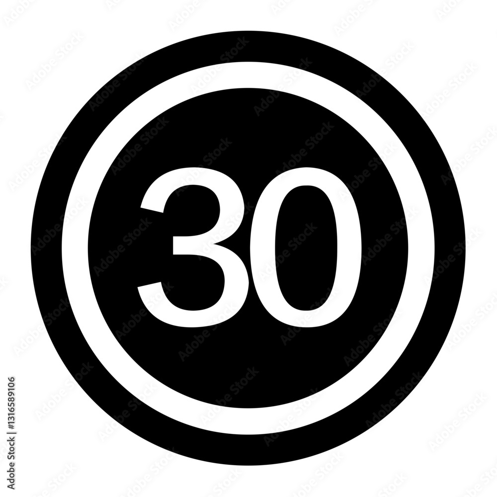 A Simple Black And White Speed Limit Sign Showing 30 Mph, Conveying A Clear Message Of Caution And Safety On The Road With Bold, Contrasting Typography A Simple Black And White Speed Limit Sign Showing 30 Mph, Conveying A Clear Message Of Caution And Safety On The Road With Bold, Contrasting Typography