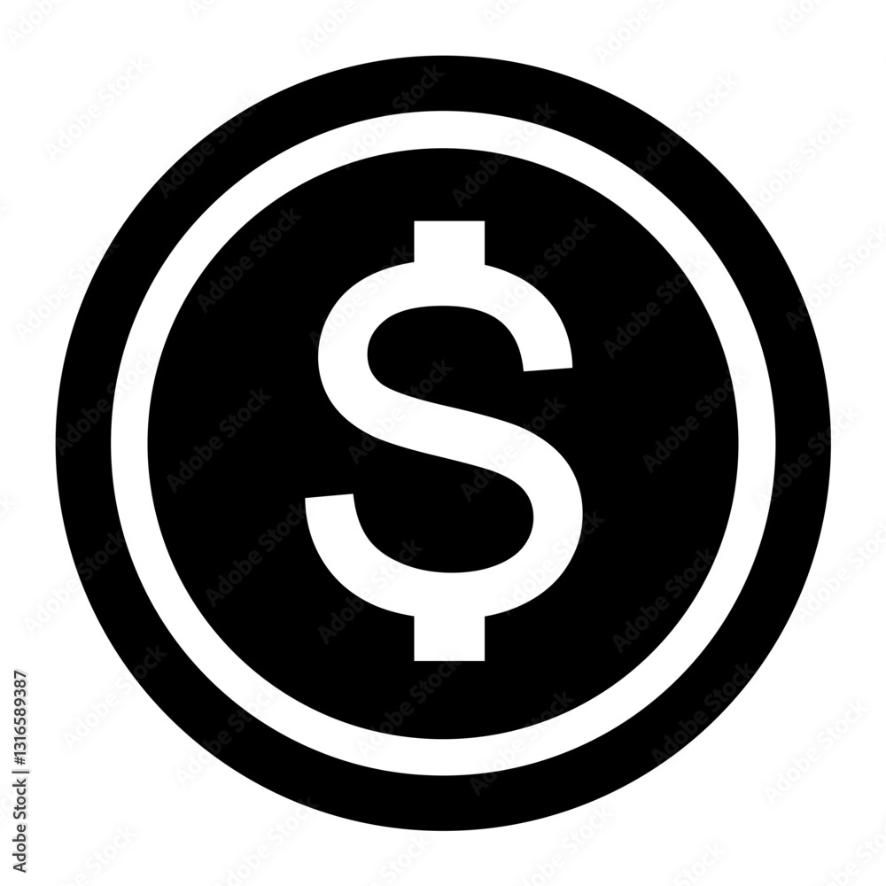 A Bold White Dollar Sign Commands Attention Within A Stark Black Coin, Symbolizing Financial Strength And Minimalist Design A Bold White Dollar Sign Commands Attention Within A Stark Black Coin, Symbolizing Financial Strength And Minimalist Design