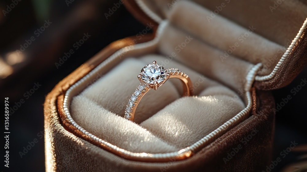 Naklejka premium Diamond ring in a gift box