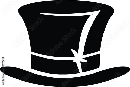 Elegant Top Hat Silhouette: A sophisticated, classic top hat, a symbol of timeless elegance and refined style, stands out against a clean backdrop.