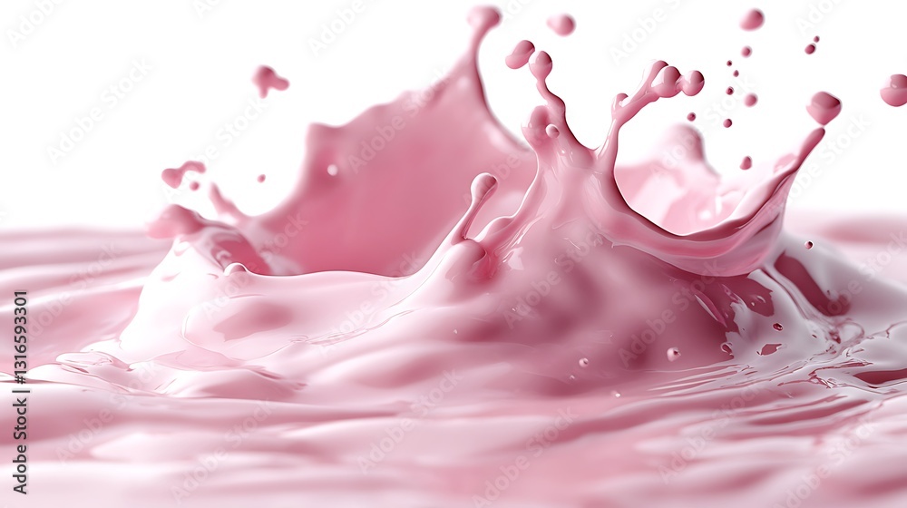 Pink Liquid Splash Creamy Yogurt Texture Drink Background Pink Liquid Splash Creamy Yogurt Texture Drink Background