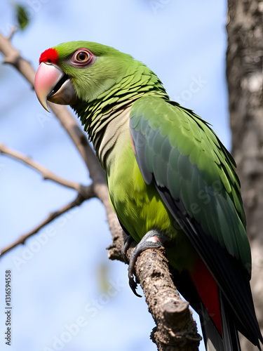 New Zealand Kaka parrot on a tree