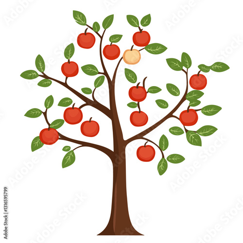 2D flat vector illustration apple tree branches icon isolated on a white background.


