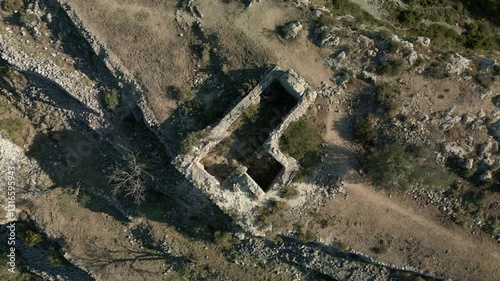 Aerial view from a drone of the castle of Tárbena in the province of Alicante is a castle of Muslim origin, Costa Blanca, Spain - stock video