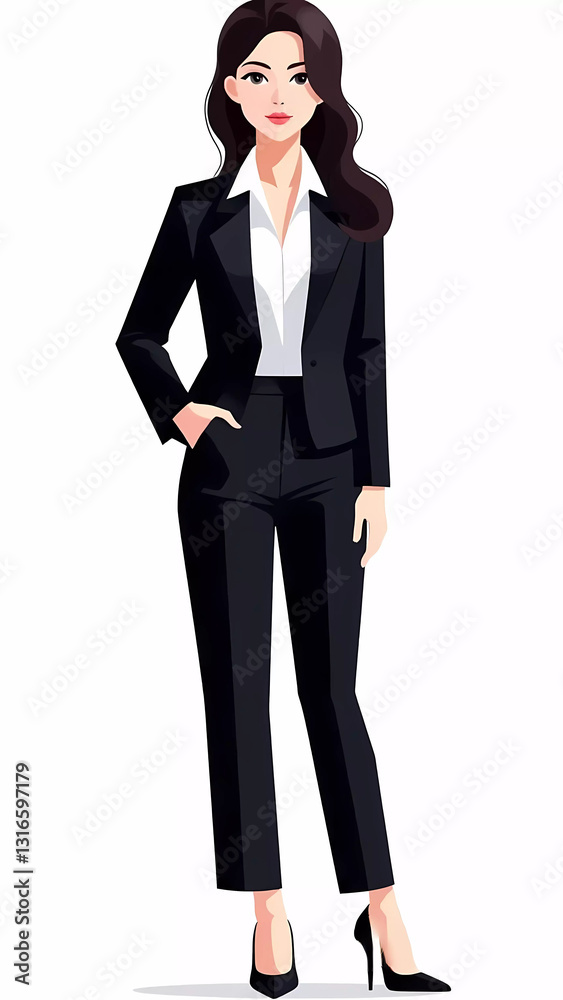 Businessman woman in a clear official outfit stands against a neutral background Businessman woman in a clear official outfit stands against a neutral background
