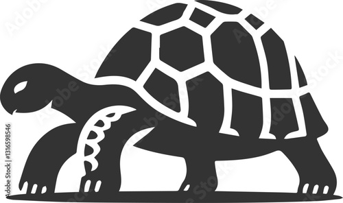 Tortoise with its head down as if searching for food vector silhouette