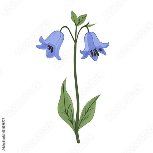 2D flat vector illustration bluebell icon isolated on a white background.

