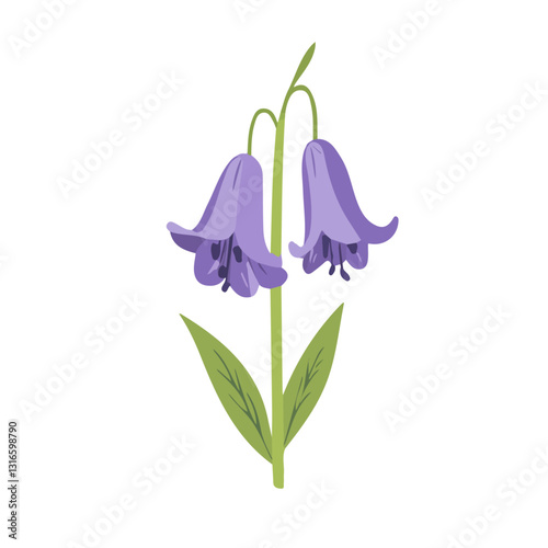 2D flat vector illustration bluebell icon isolated on a white background.

