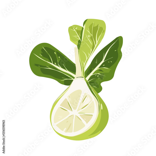 2D flat vector illustration bok choy icon isolated on a white background.

