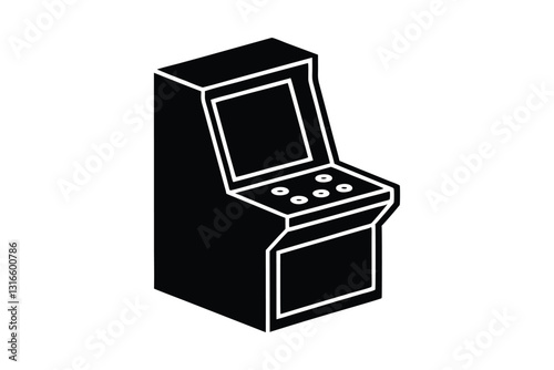 Silhouette design of a retro arcade machine vector art illustration.eps