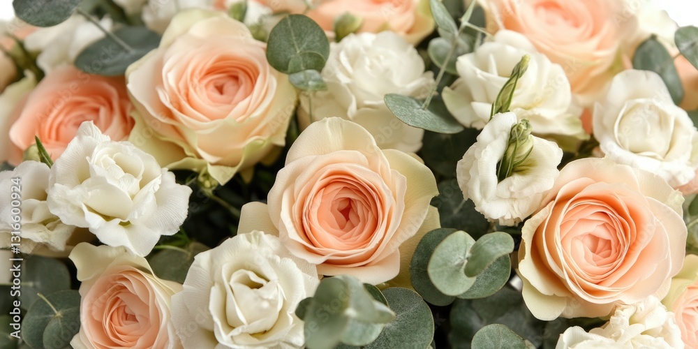 Obraz premium Delicate bouquet of pink roses with green foliage, perfect for any special occasion or celebration.