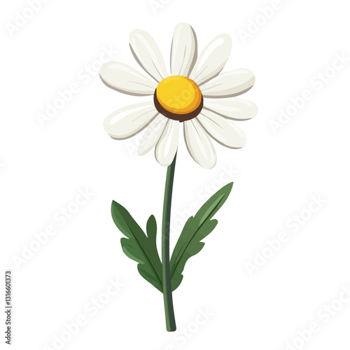 2D flat vector illustration chamomile flower icon isolated on a white background.

