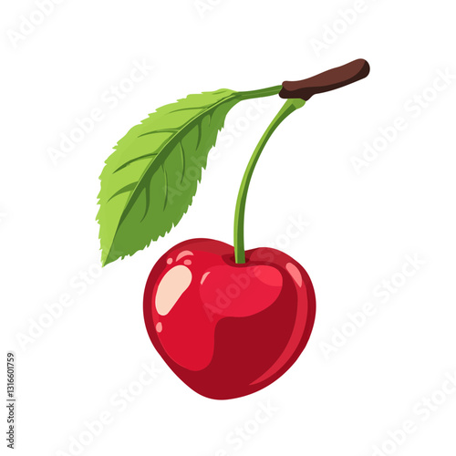 2D flat vector illustration cherry fruit icon isolated on a white background.

